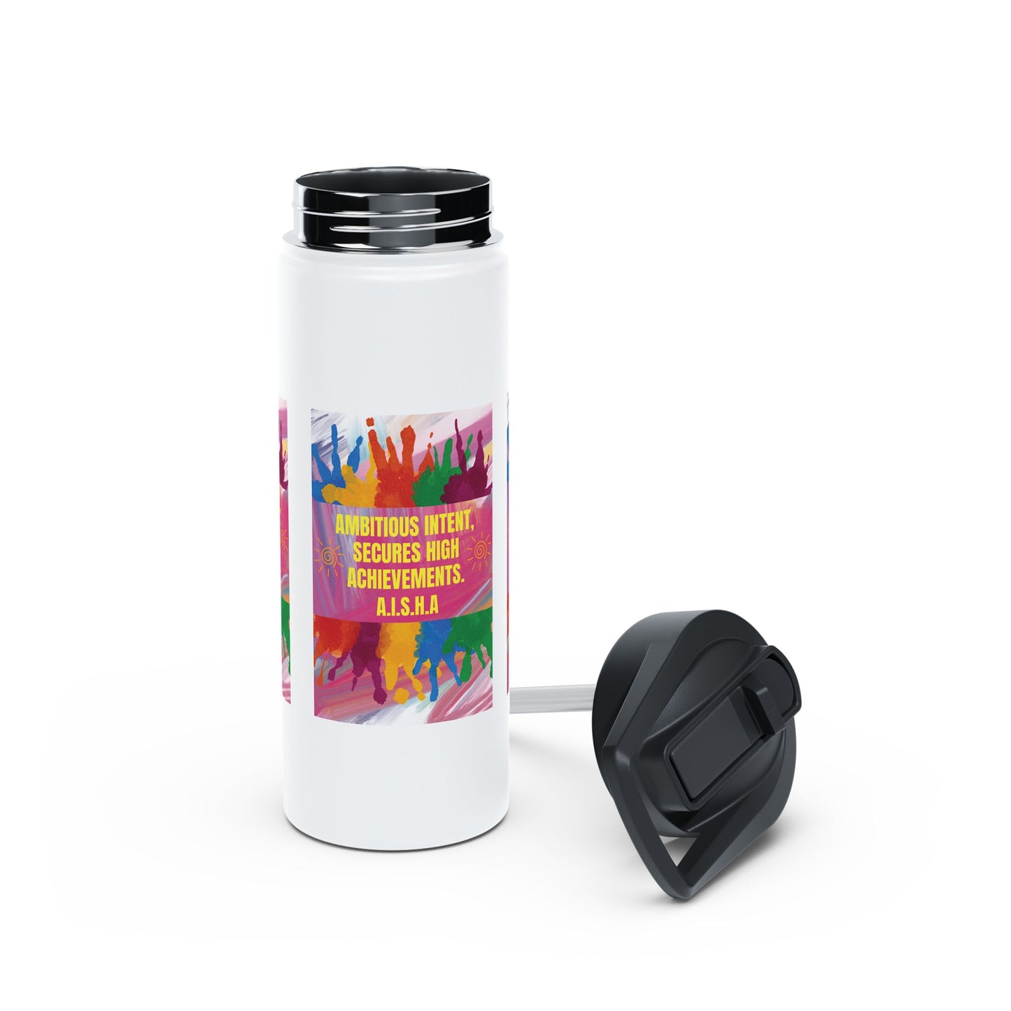 Personalized Initial Quote Colorful Paint Stainless Steel Water Bottle