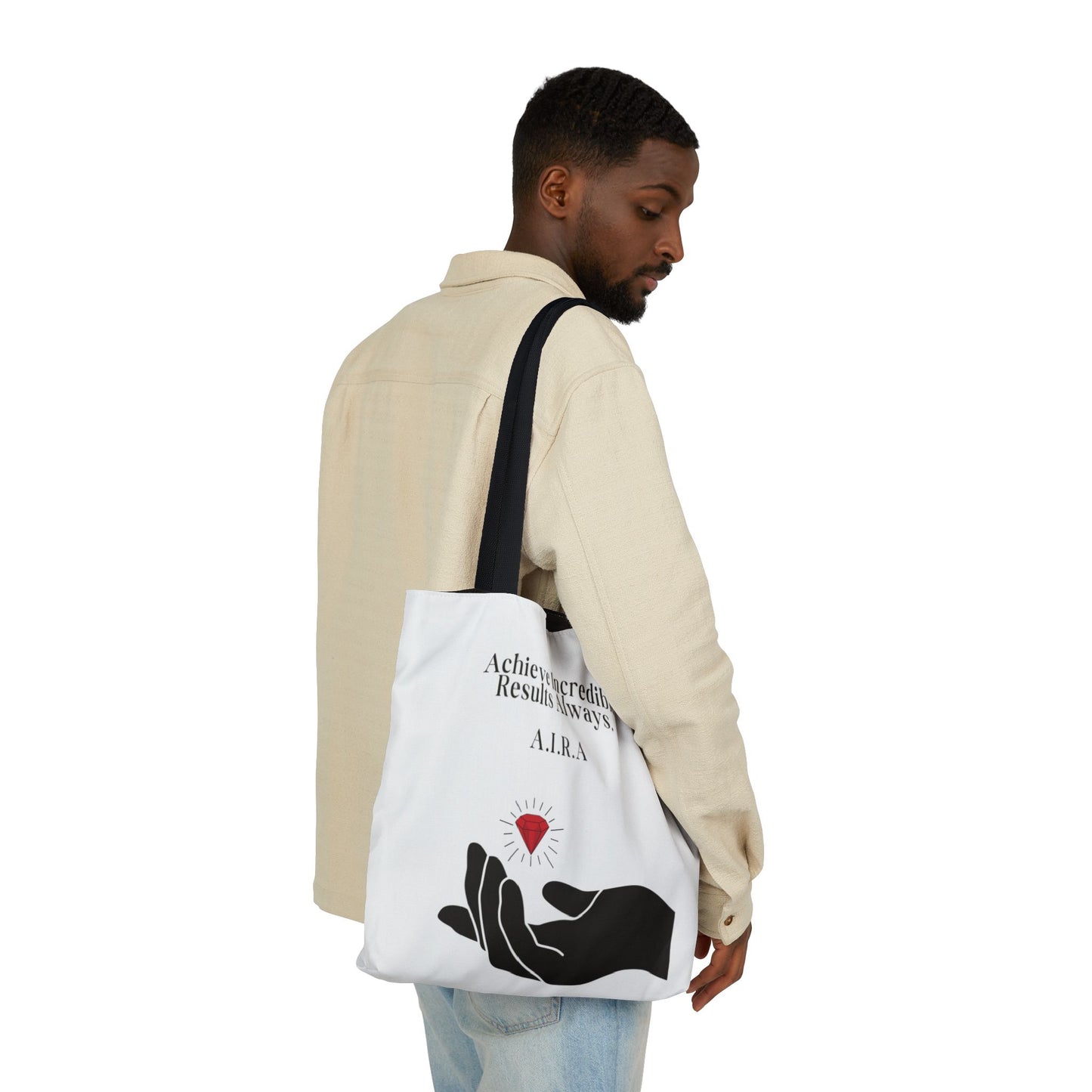 Personalized Initial Quote Gem Hand Canvas Tote Custom Name