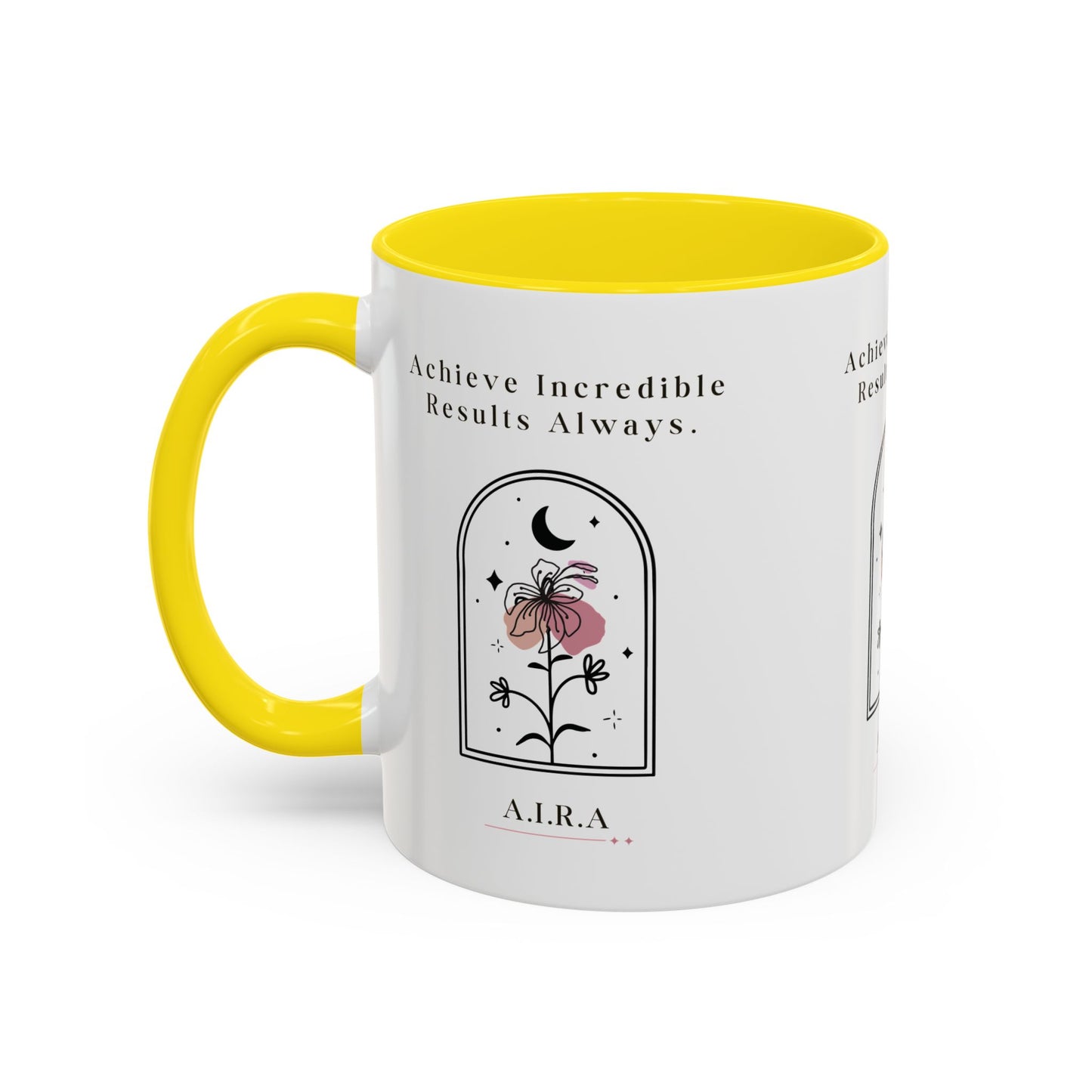 Personalized Initial Floral Moon Accent Coffee Mug