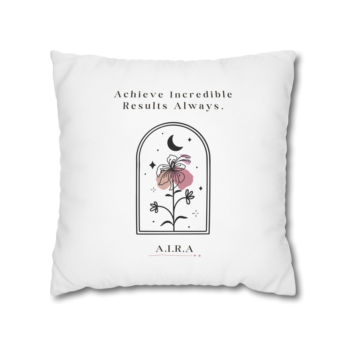 Personalized Initial Quote Floral Moon — Custom Sayings on Square Poly Canvas Pillowcase