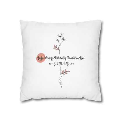 Personalized Initial Floral Minimalist — Custom Sayings on Square Poly Canvas Pillowcase