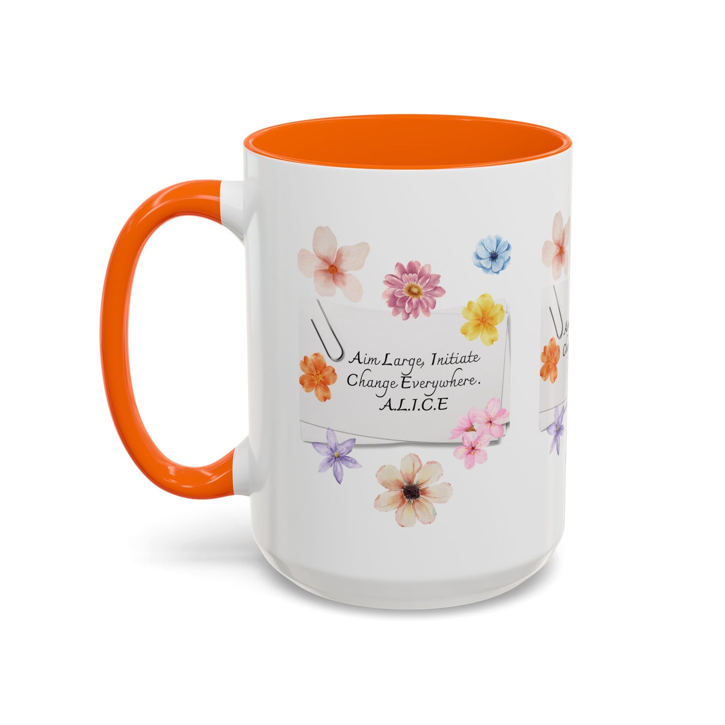Personalized Floral Clip Note Accent Coffee Mug