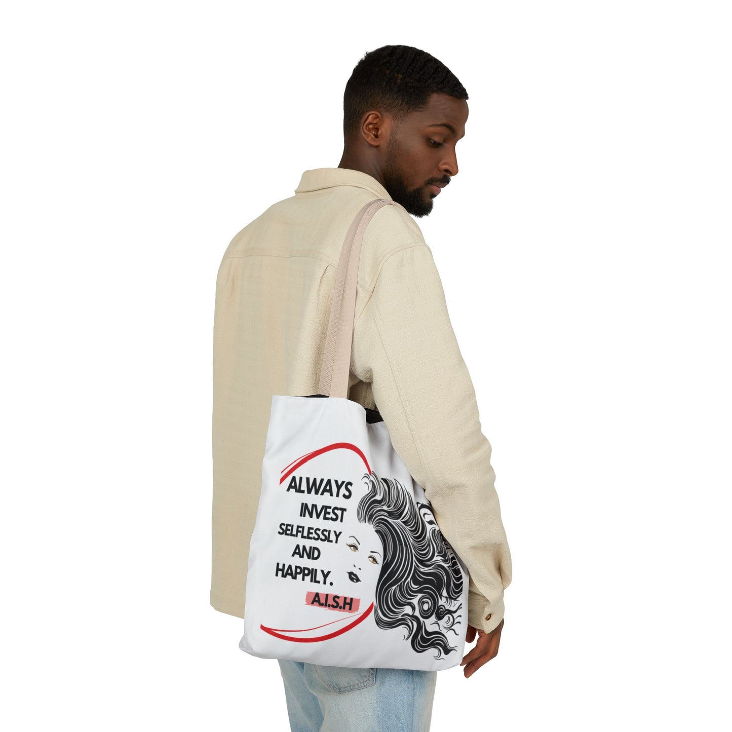 Personalized Initial Quote Inspirational Girl Canvas Tote Custom Name