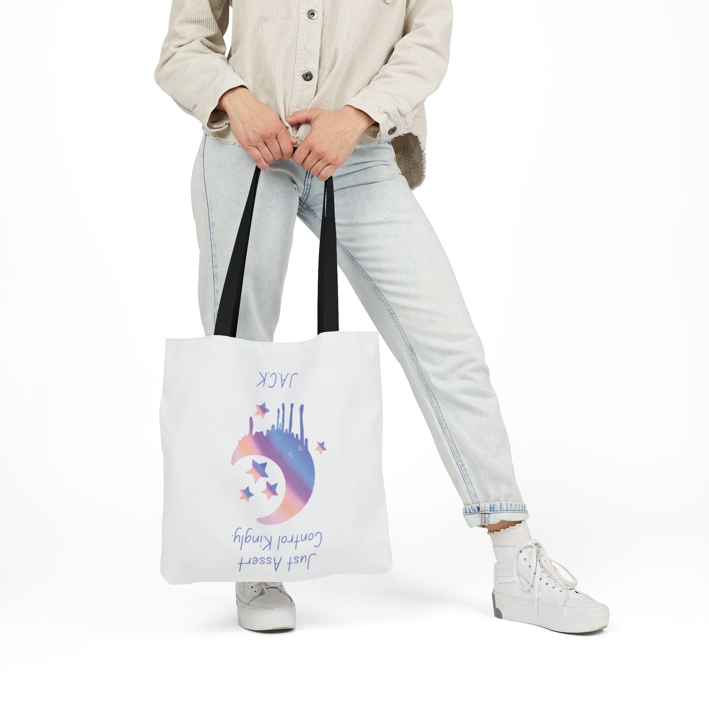 Personalized Initial Quote Moon Dripping Canvas Tote Custom Name