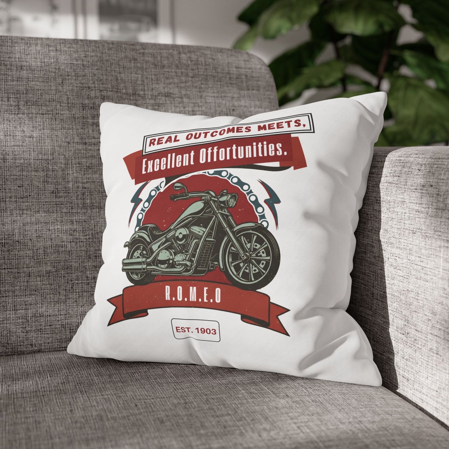 Personalized Initial Quote Motorcycle — Custom Sayings on Square Poly Canvas Pillowcase