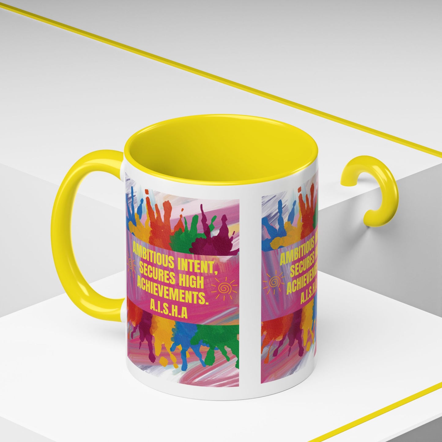 Personalized Initial Colorful Paint Accent Coffee Mug