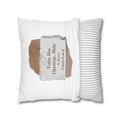 Personalized Initial Quote Torn Paper — Custom Sayings on Square Poly Canvas Pillowcase