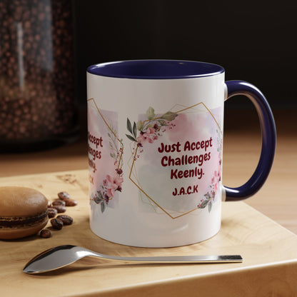 Personalized Floral Frame Accent Coffee Mug