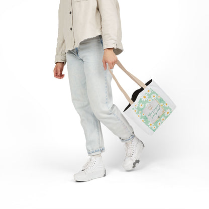 Personalized Initial Quote Floral Inspirational Canvas Tote Custom Name