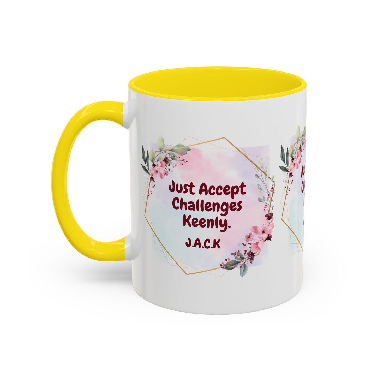 Personalized Floral Frame Accent Coffee Mug