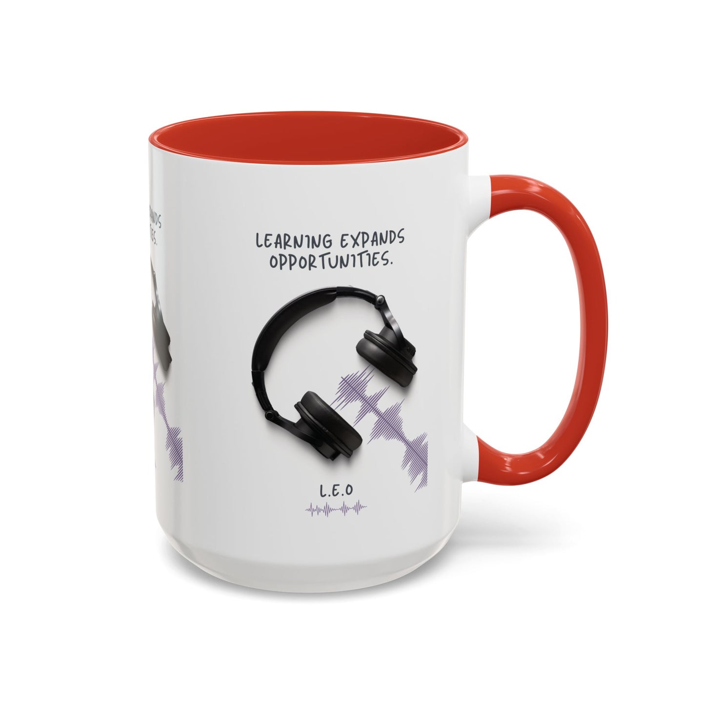Personalized Initial Headphones Accent Coffee Mug