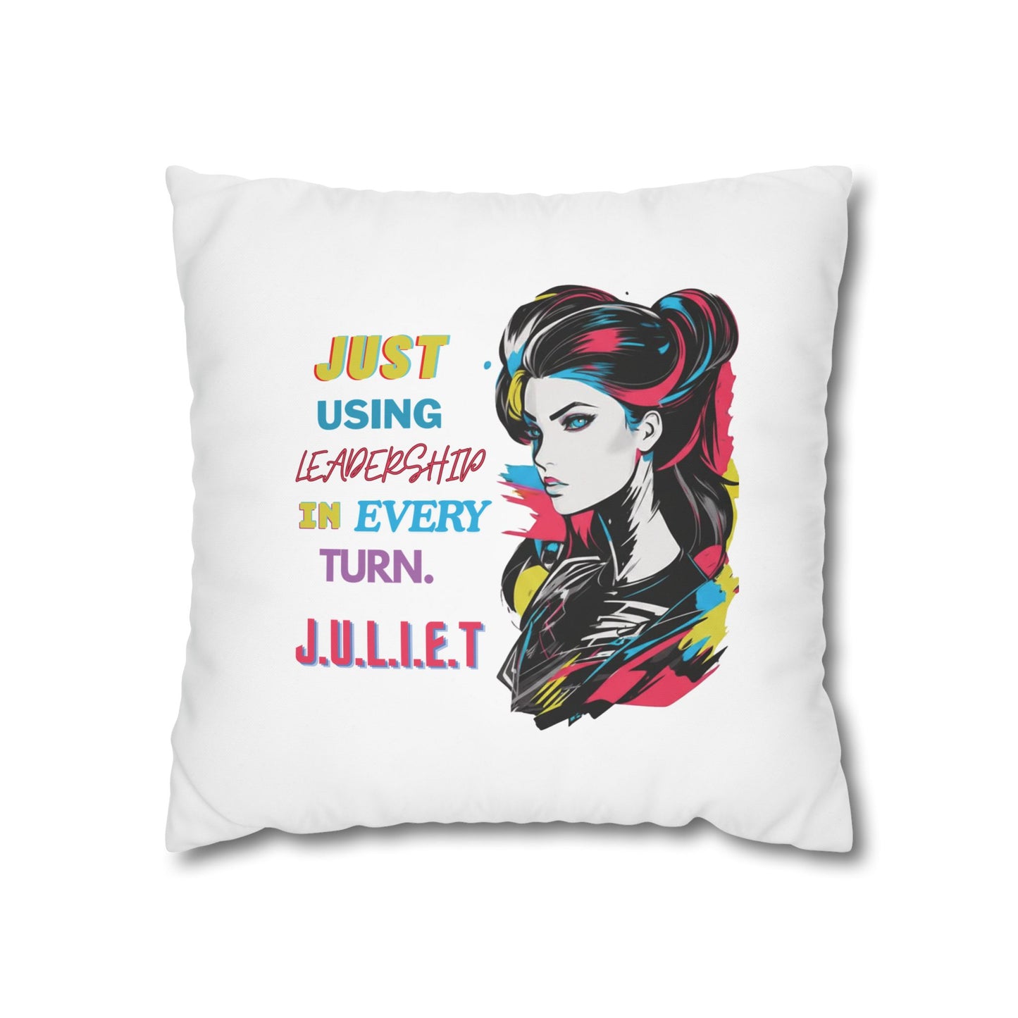 Personalized Initial Quote Vintage Girl — Custom Sayings on Square Poly Canvas Pillowcase