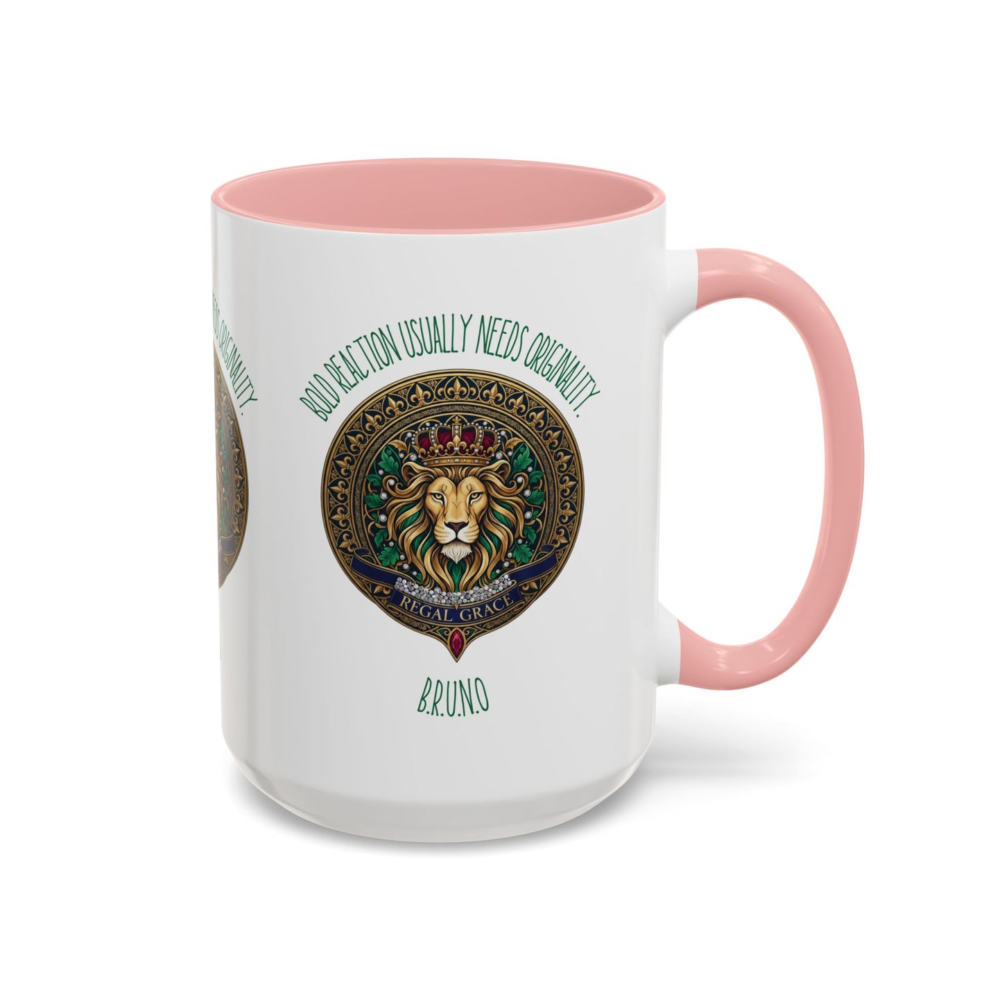 Personalized Initial Circled Lion Accent Coffee Mug