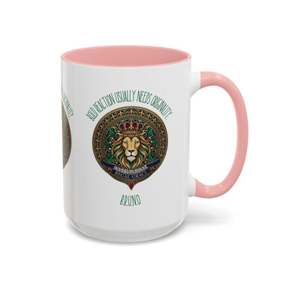 Personalized Initial Circled Lion Accent Coffee Mug