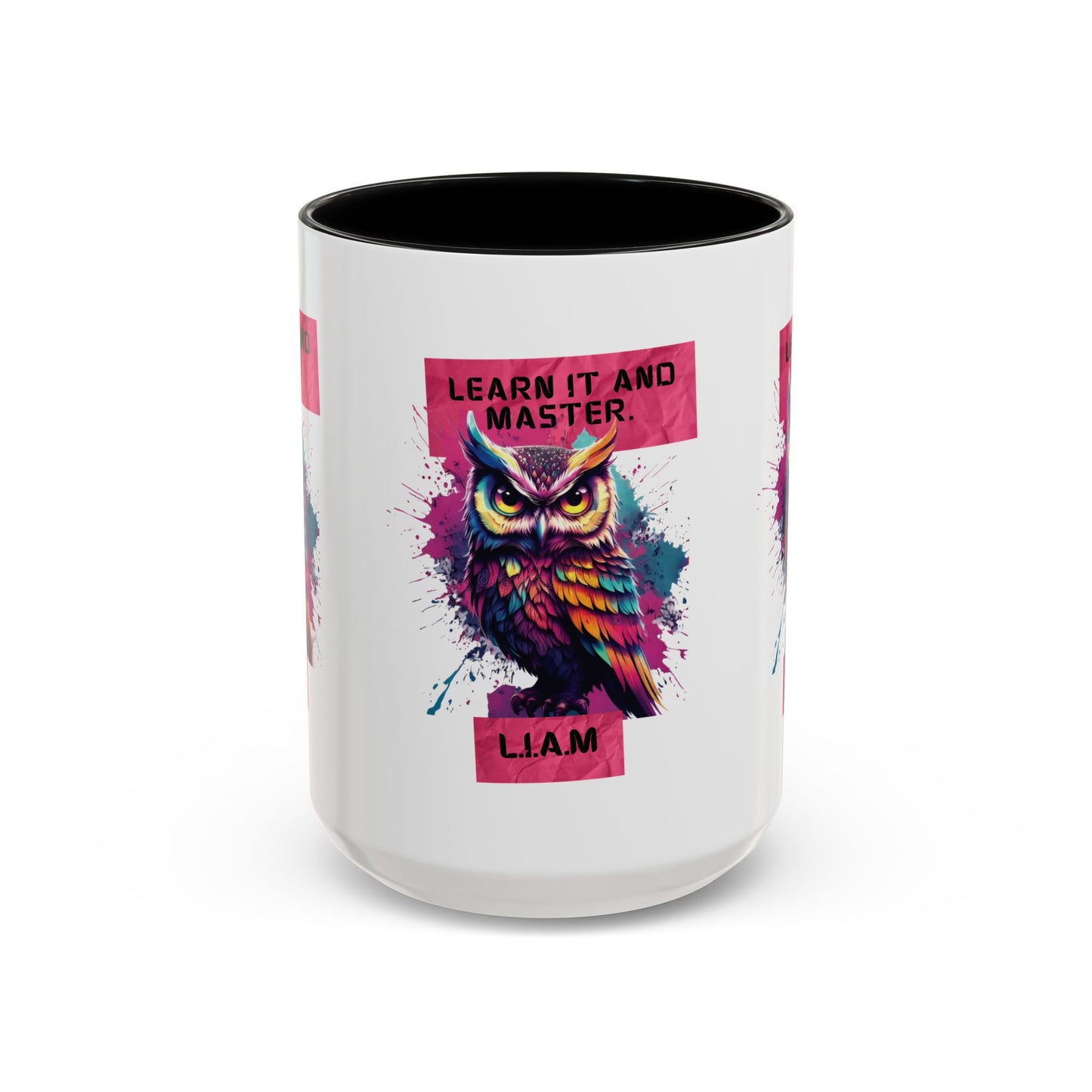 Personalized Initial Owl Accent Coffee Mug