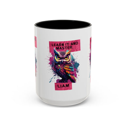 Personalized Initial Owl Accent Coffee Mug