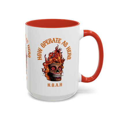 Personalized Initial Fire Skull Accent Coffee Mug