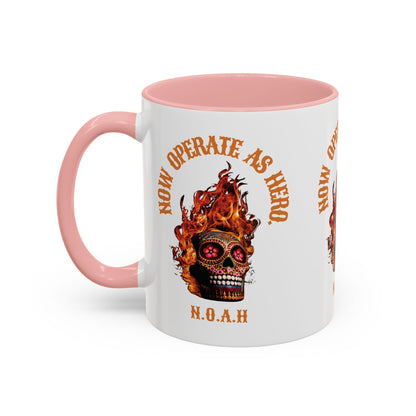 Personalized Initial Fire Skull Accent Coffee Mug