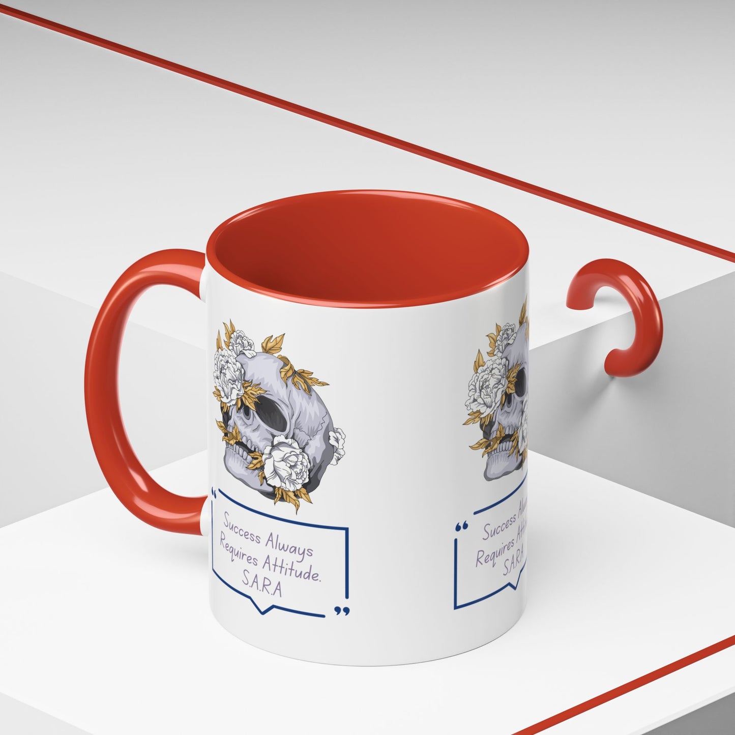 Personalized Initial Floral Skull Accent Coffee Mug