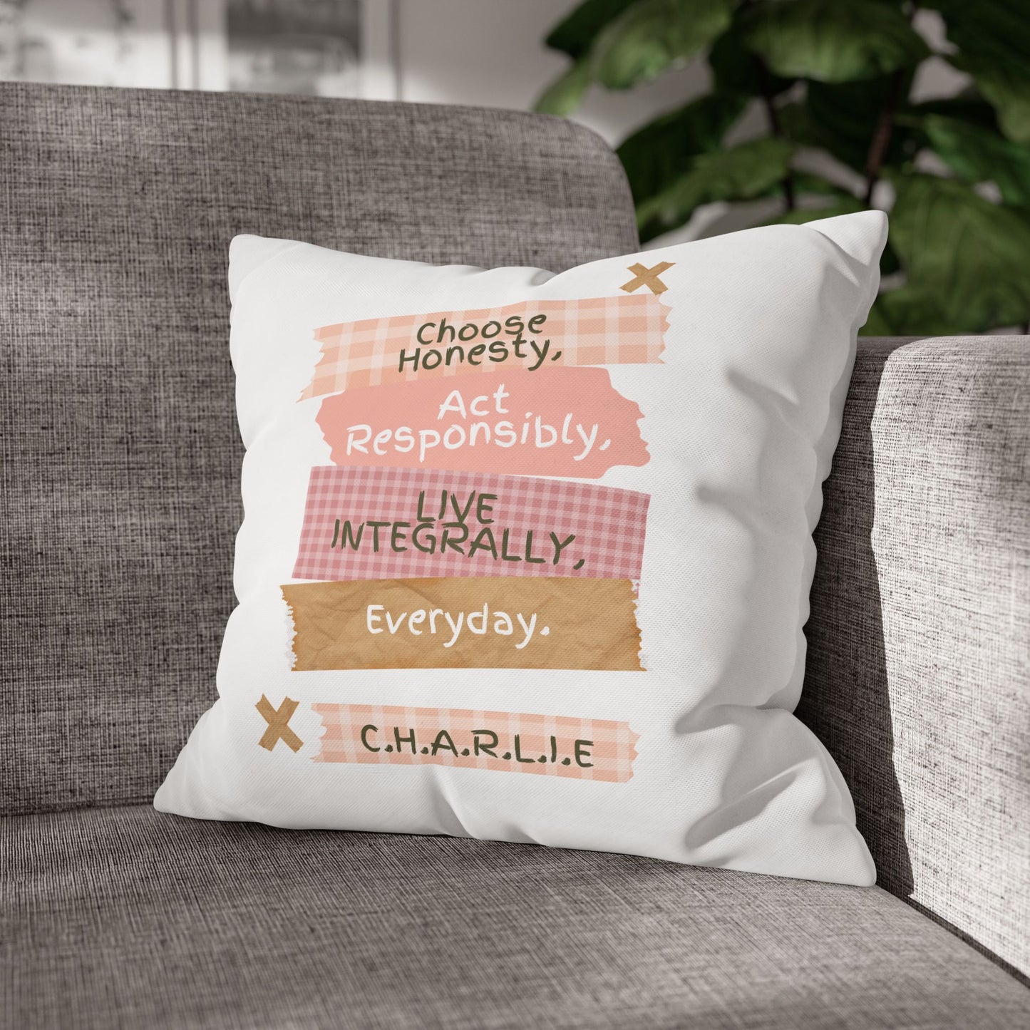 Personalized Initial Quote Note Steps — Custom Sayings on Square Poly Canvas Pillowcase
