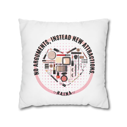 Personalized Initial Quote Cosmetic Heart — Custom Sayings on Square Poly Canvas Pillowcase