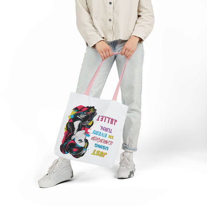 Personalized Initial Quote Cosmetic Colorful Girl Tote Custom Name