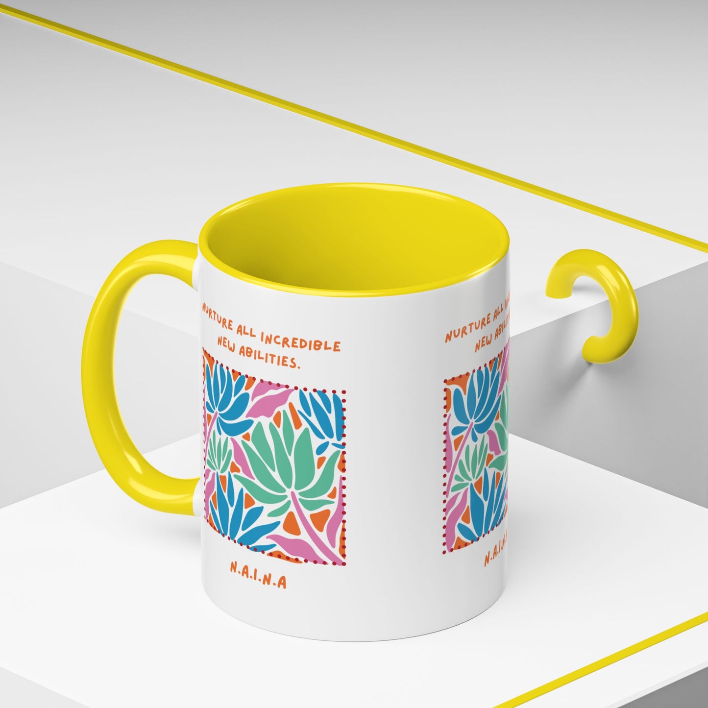 Personalized Initial Floral Momentum Accent Coffee Mug