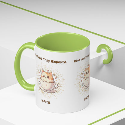 Personalized Initial Exquisite Cat Accent Coffee Mug