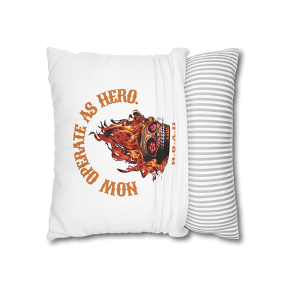 Personalized Initial Quote Fire Skull — Custom Sayings on Square Poly Canvas Pillowcase