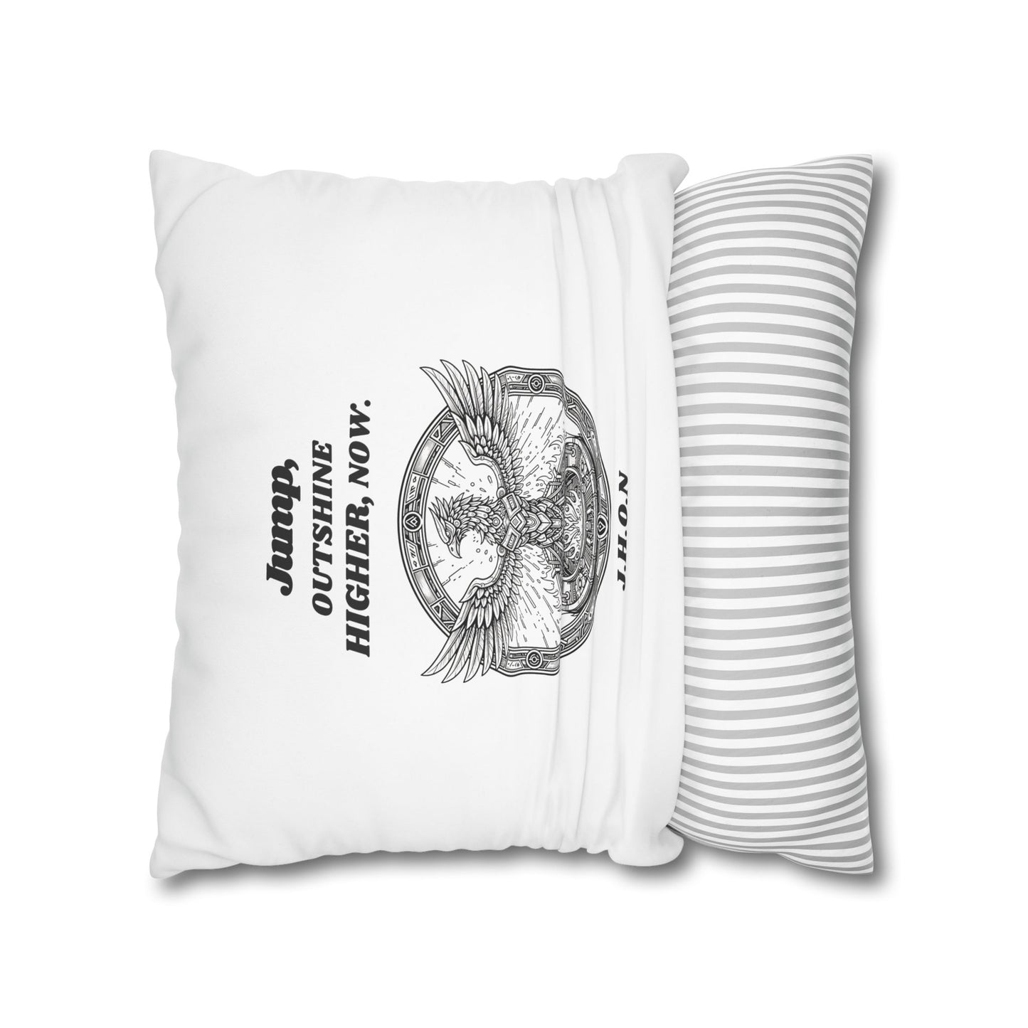 Personalized Initial Quote Circled Eagle — Custom Sayings on Square Poly Canvas Pillowcase