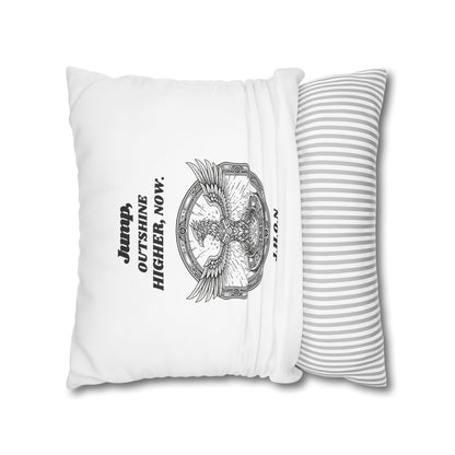 Personalized Initial Quote Circled Eagle — Custom Sayings on Square Poly Canvas Pillowcase