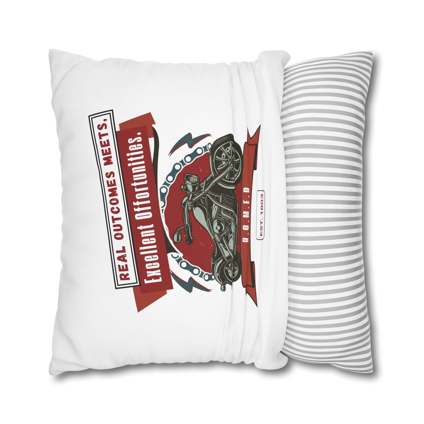Personalized Initial Quote Motorcycle — Custom Sayings on Square Poly Canvas Pillowcase