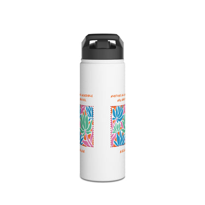 Personalized Initial Quote Floral Momentum Stainless Steel Water Bottle