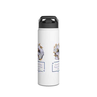 Personalized Initial Quote Floral Skull Stainless Steel Water Bottle