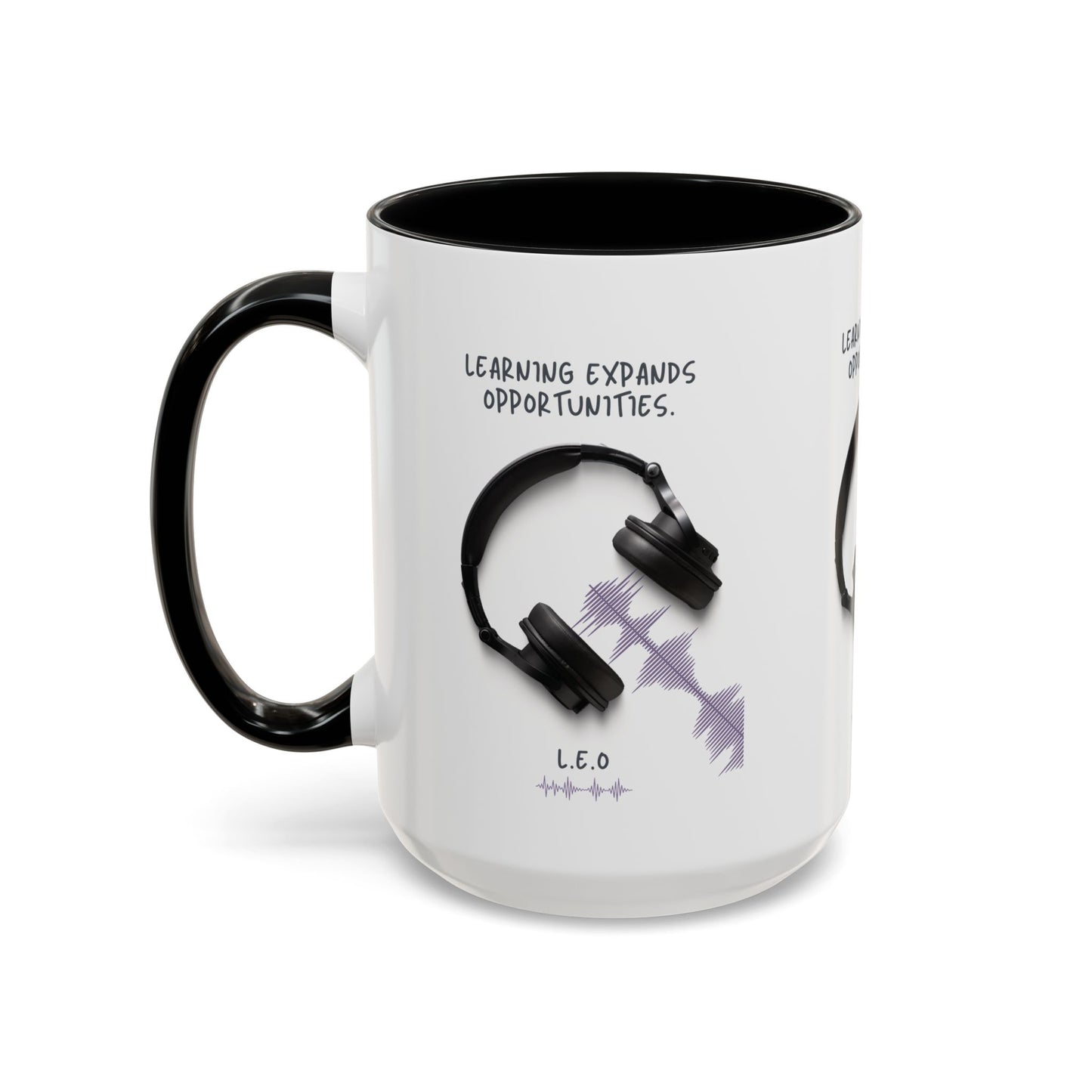 Personalized Initial Headphones Accent Coffee Mug