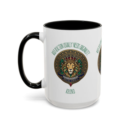 Personalized Initial Circled Lion Accent Coffee Mug