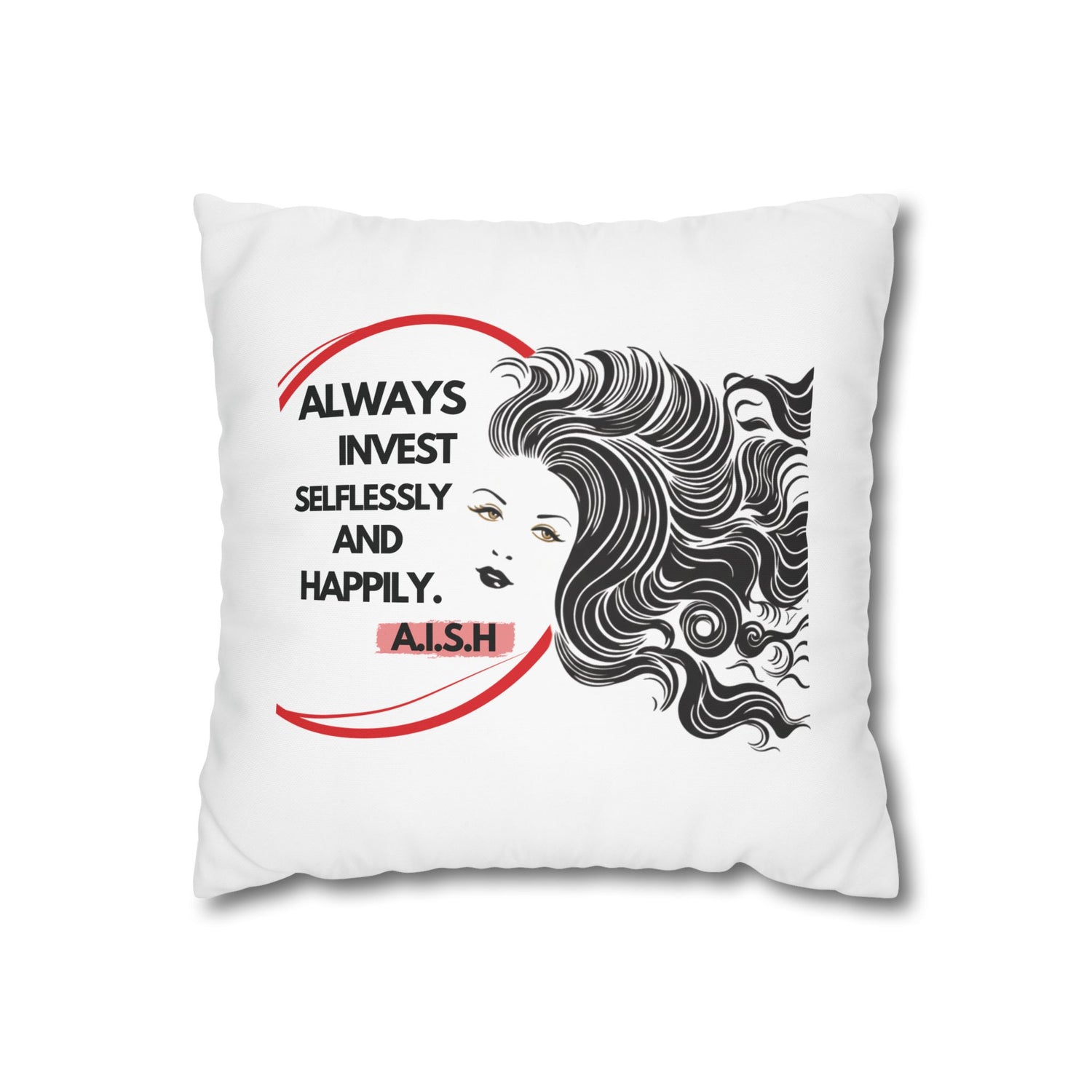 Customized monogrammed pillowcase with personalized quote. High-quality poly canvas square cushion cover, ideal for housewarming, wedding, or anniversary gifts with bespoke text.