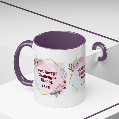 Personalized Floral Frame Accent Coffee Mug