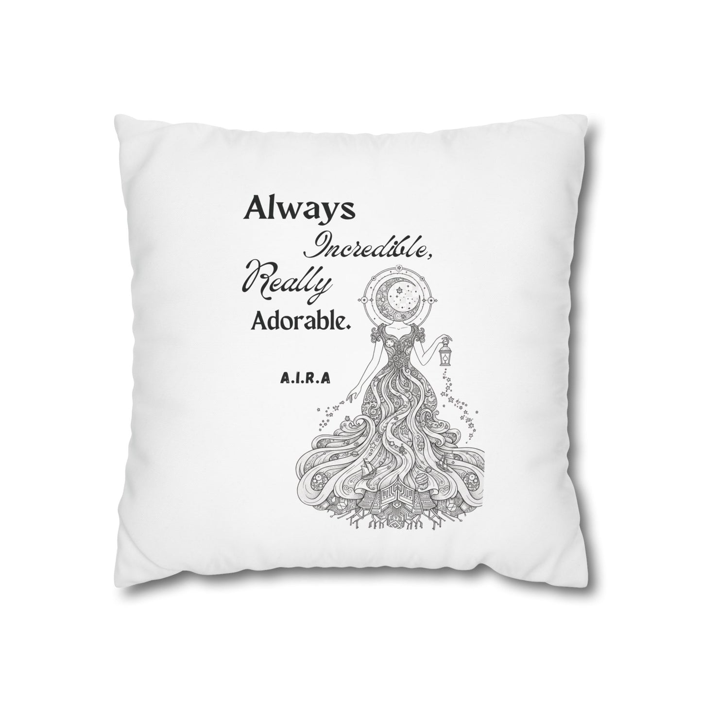 Personalized Initial Quote Light Girl — Custom Sayings on Square Poly Canvas Pillowcase