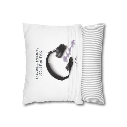 Personalized Initial Quote Headphone — Custom Sayings on Square Poly Canvas Pillowcase