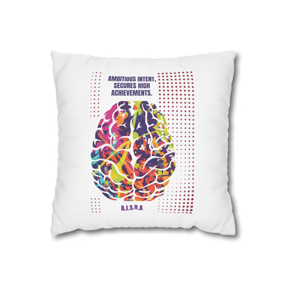 Customized monogrammed pillowcase with personalized quote. High-quality poly canvas square cushion cover, ideal for housewarming, wedding, or anniversary gifts with bespoke text.