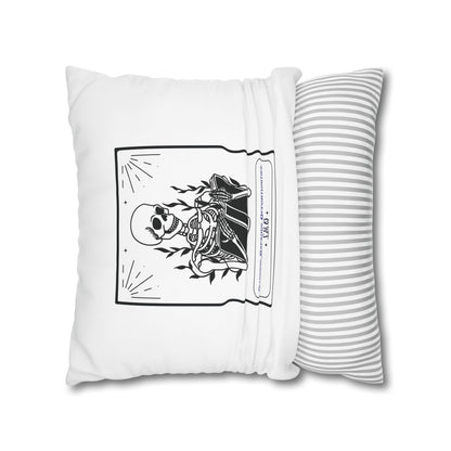 Personalized Initial Quote Skeleton — Custom Sayings on Square Poly Canvas Pillowcase