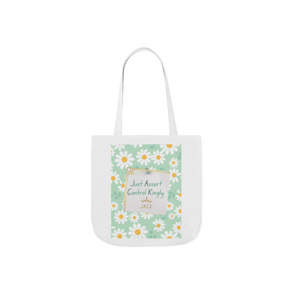 Personalized Initial Quote Floral Inspirational Canvas Tote Custom Name