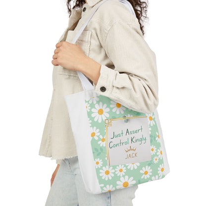 Personalized Initial Quote Floral Inspirational Canvas Tote Custom Name