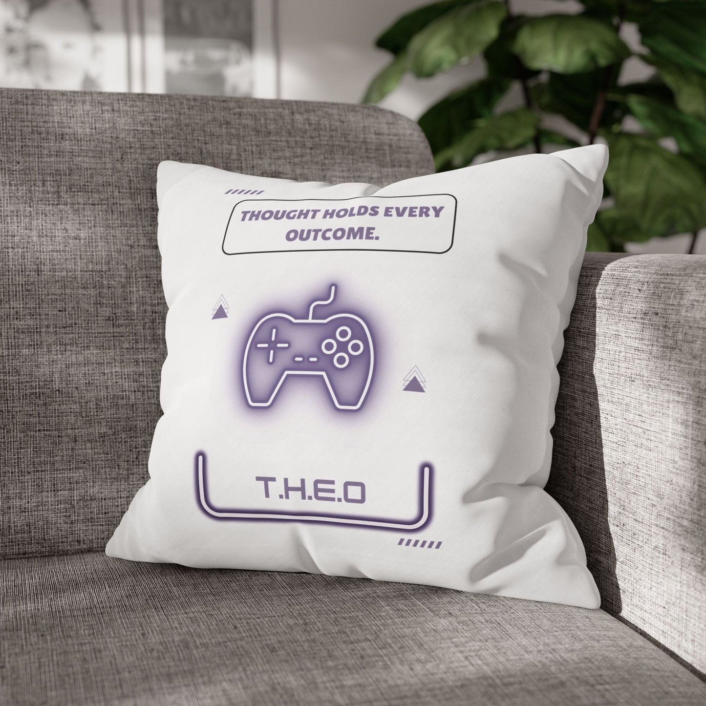 Personalized Initial Quote Game Controller — Custom Sayings on Square Poly Canvas Pillowcase