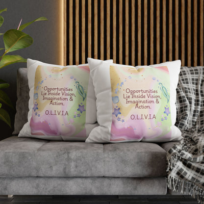 Personalized Initial Quote Ocean Theme — Custom Sayings on Square Poly Canvas Pillowcase