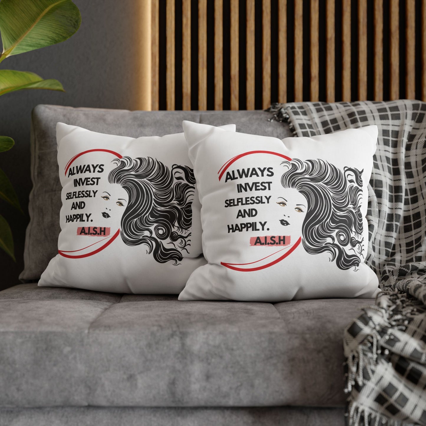 Personalized Initial Quote Inspirational Girl — Custom Sayings on Square Poly Canvas Pillowcase