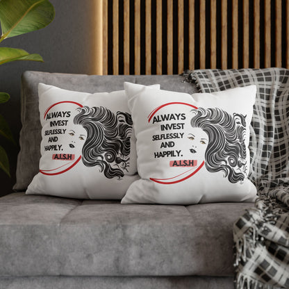 Personalized Initial Quote Inspirational Girl — Custom Sayings on Square Poly Canvas Pillowcase