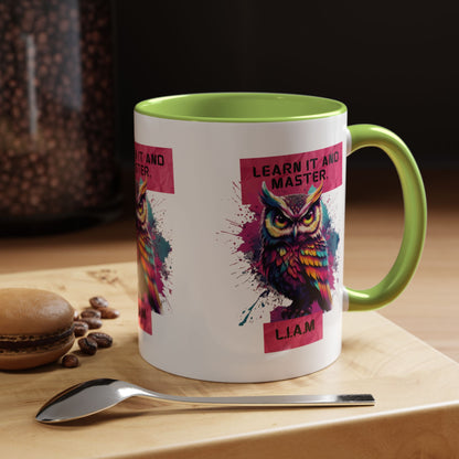 Personalized Initial Owl Accent Coffee Mug