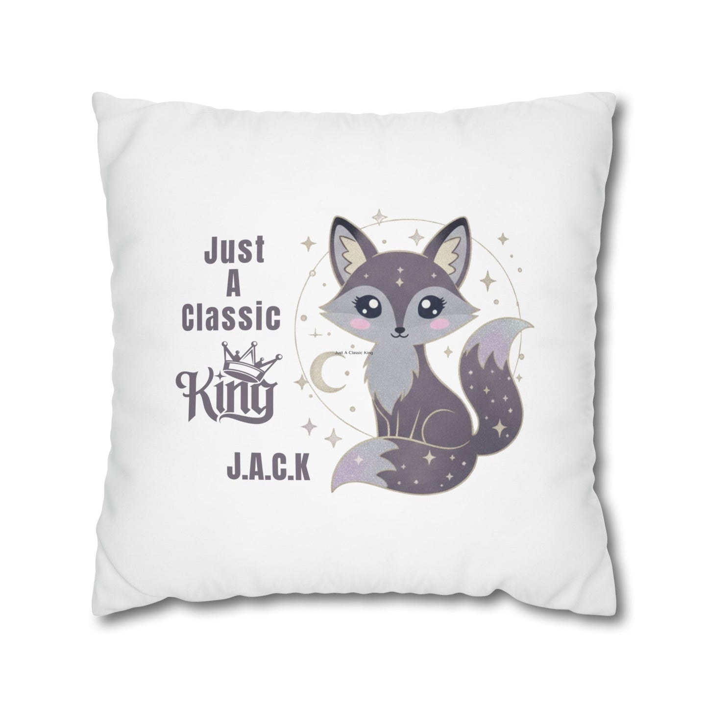 Personalized Initial Quote Fox — Custom Sayings on Square Poly Canvas Pillowcase